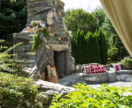 private residence outdoor fireplace