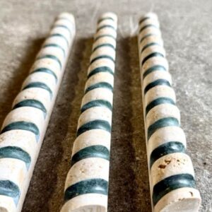 Trenza Border in Light Travertine & Green Marble 1"x12"