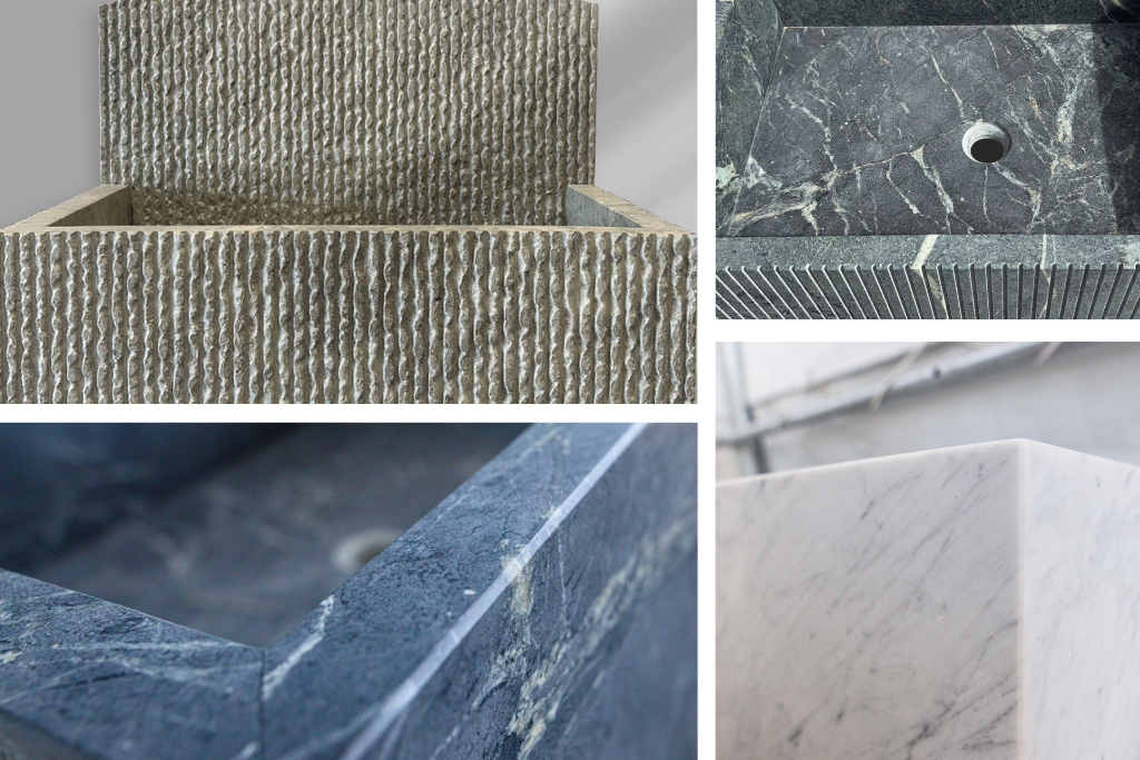 Custom natural stone sinks.