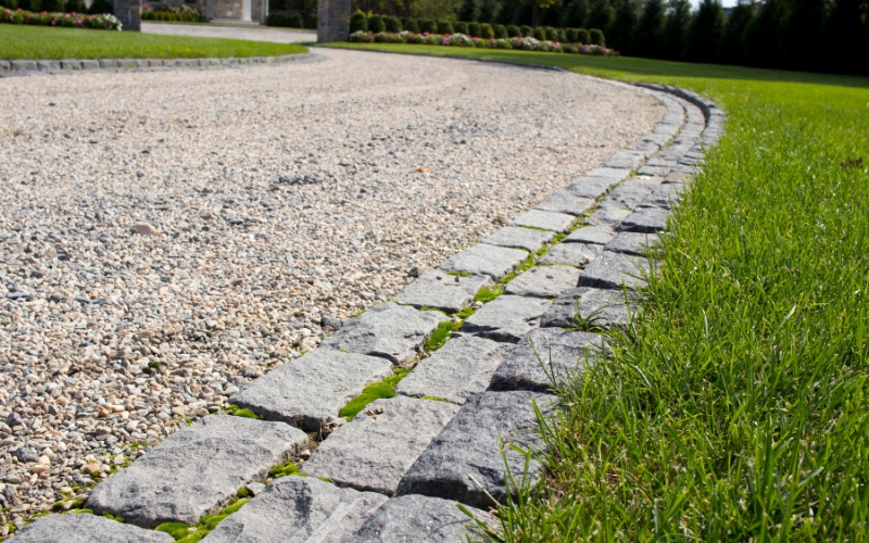 Cobblestone edging.