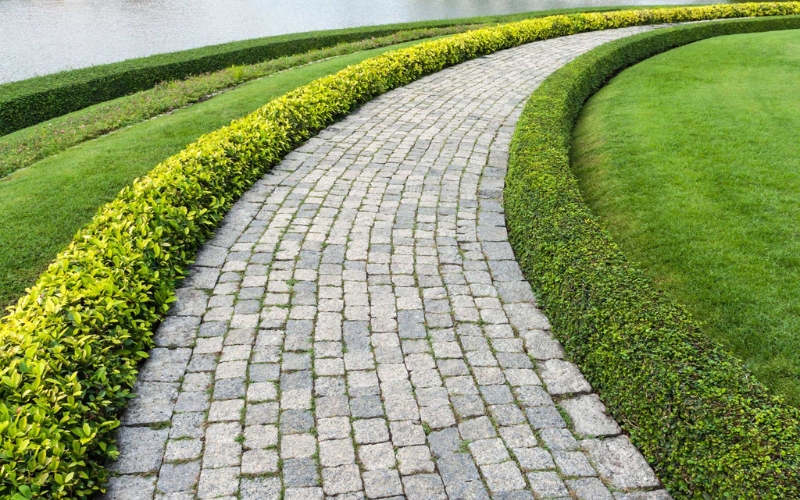 Cobblestone walkway.